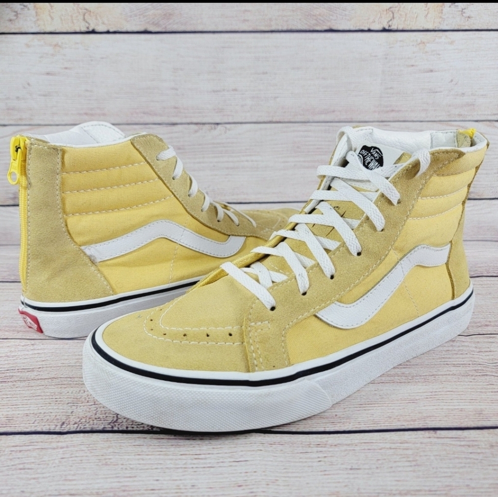 VANS Sk8-HI Yellow/ White Sneakers Size 7 Youth Kids